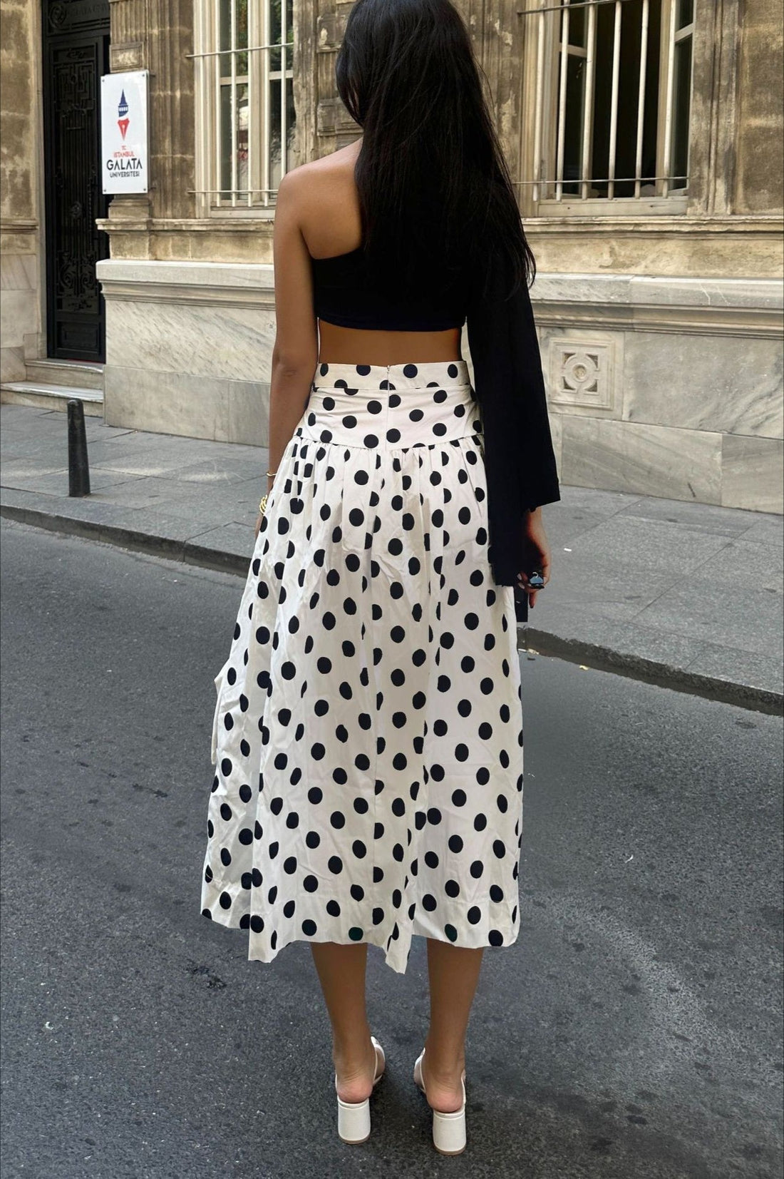 Polka Dot High Waist A-Line Skirt