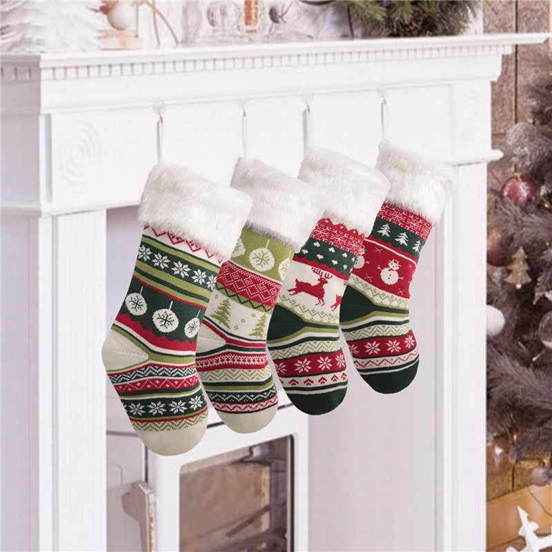 Colorful Knitted Sock Candy Gift Bag Christmas Decoration