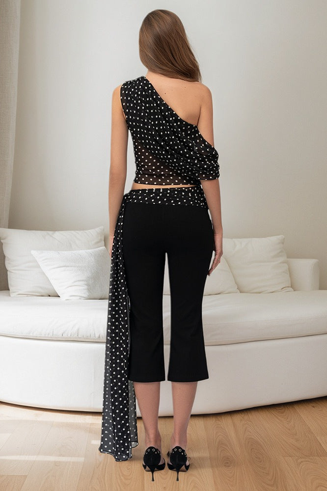 Polka Dot Sleeveless Top Two Pieces Set