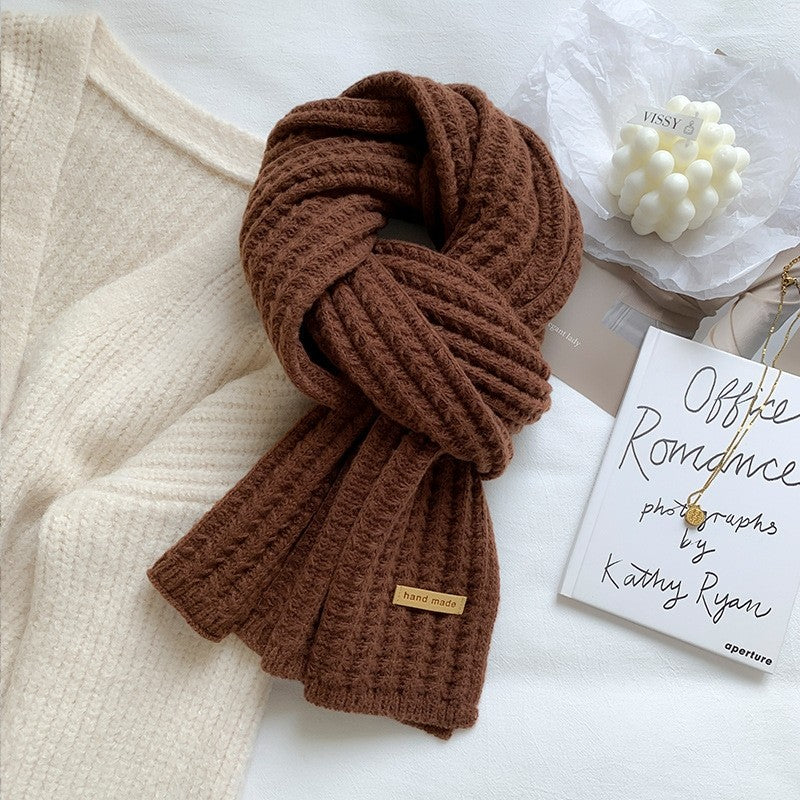 Solid Color Thick Warm Knitted Scarf