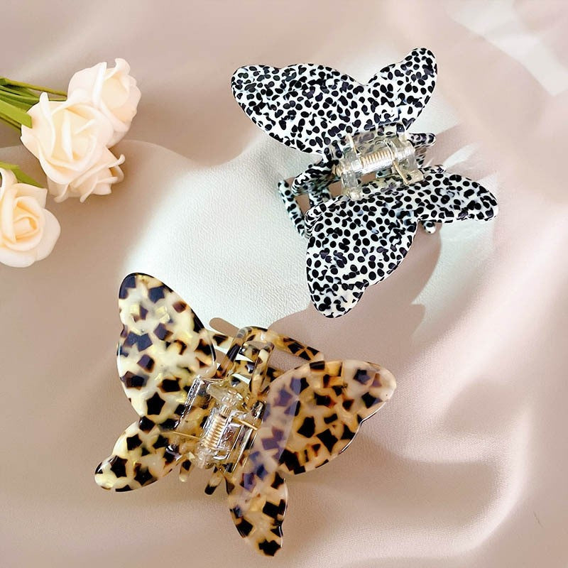 Marble Leopard Butterfly Hair Claw Clip