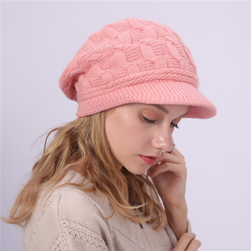 Solid Color Cable Knitted Cap