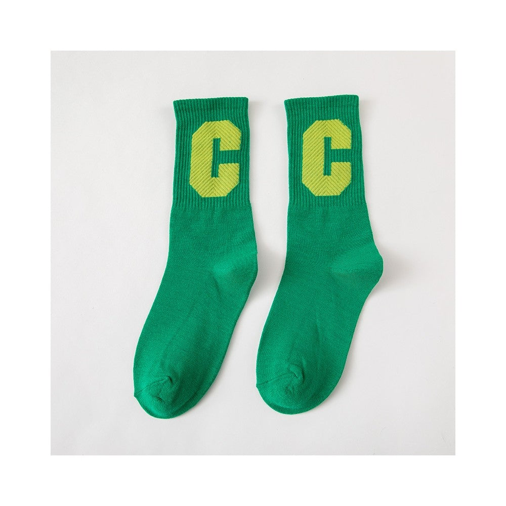 Solid Color Capital Letter C Casual Socks
