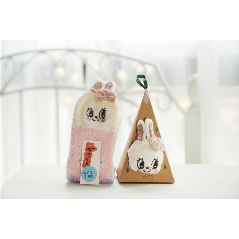 Deer Doll Elderly Bow-Tie Monkey Striped Dog Mid-Calf Socks