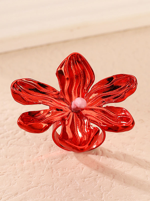 Flower Shape Pleated Rings Accessories