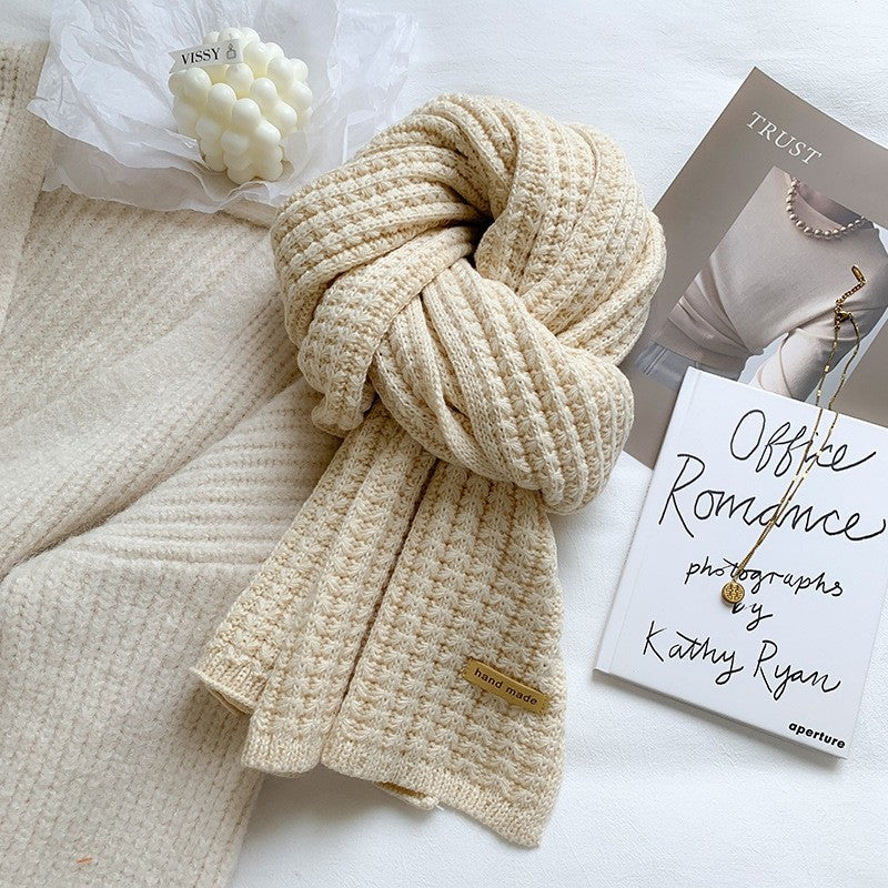Solid Color Thick Warm Knitted Scarf