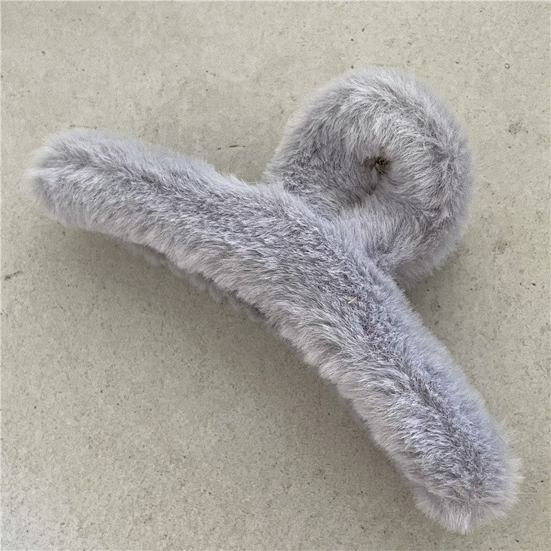 Solid Color Furry Hair Claw Clip