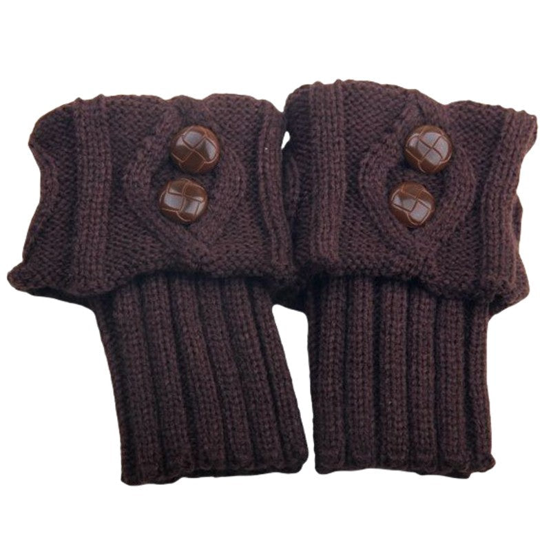Knitted Short Diamond Flap Buttoned Sock Covers