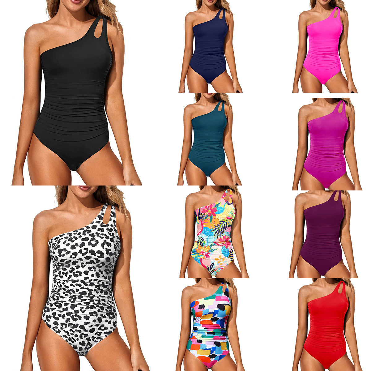Women's One-Piece Swimsuit Leopard Print Off-Shoulder Lace