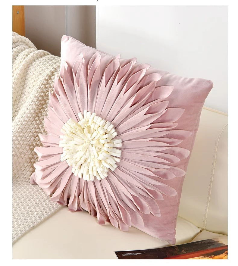 Embroidered Tulip Flower Pillow Cover