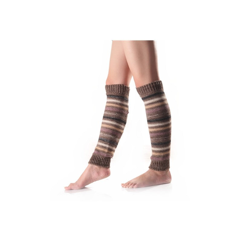 Color Block Striped Mid-Length Knitted Leg Warmers