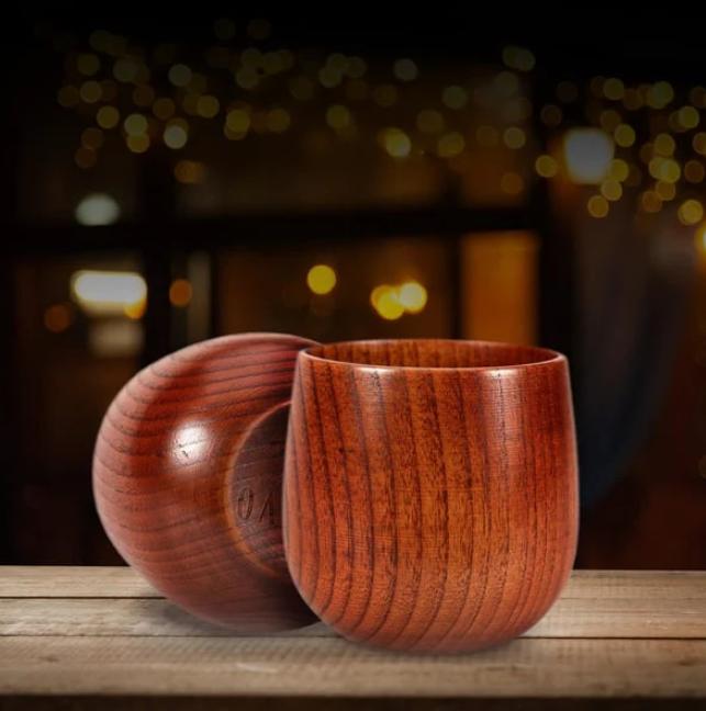 Large Capacity Wooden Mug Whiskey Glass 120ml 2pcs/Set