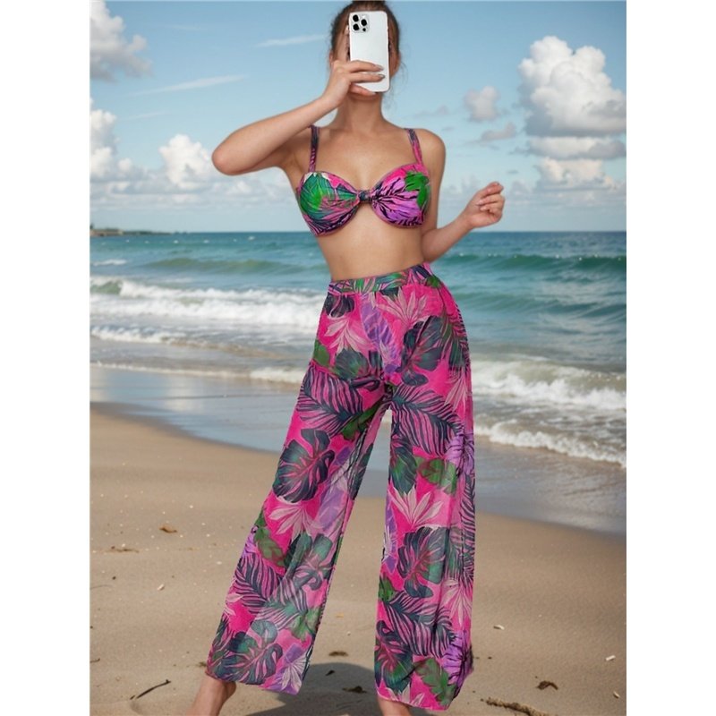 Bikini Set: Two-Piece Swimsuit With Mesh Pants