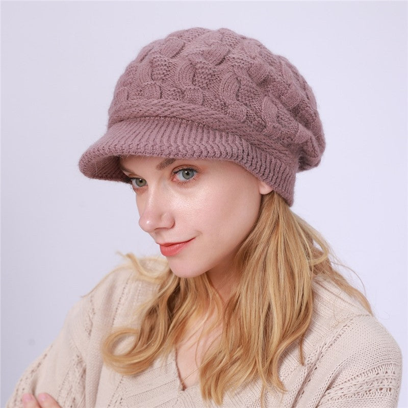 Solid Color Cable Knitted Cap