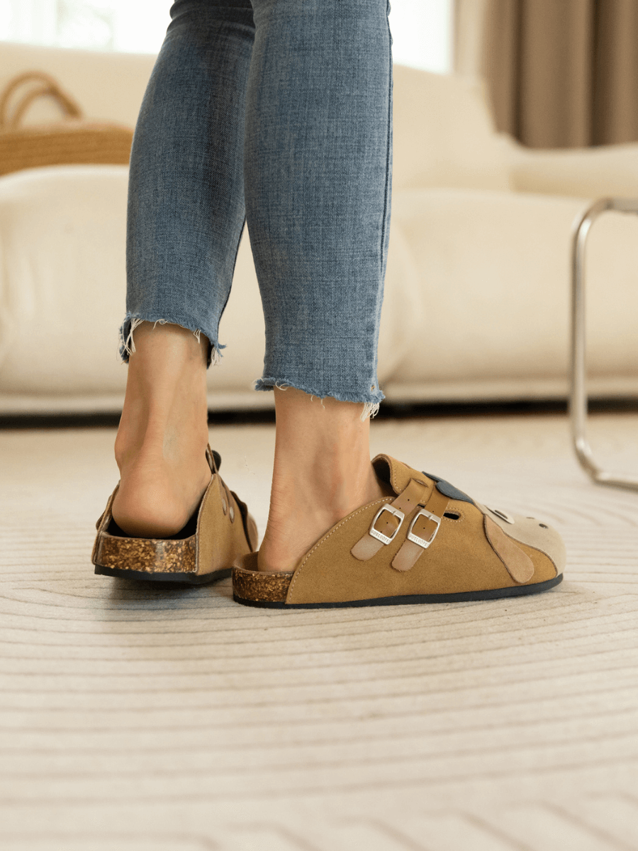 Moo Moo Baa Baa Double Strap Suede Clog - Khaki