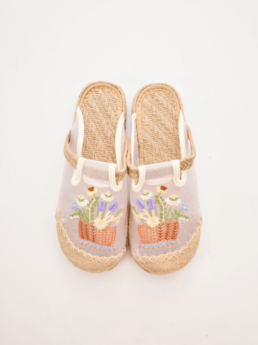 Garden Gala Embroidered Mesh Mules