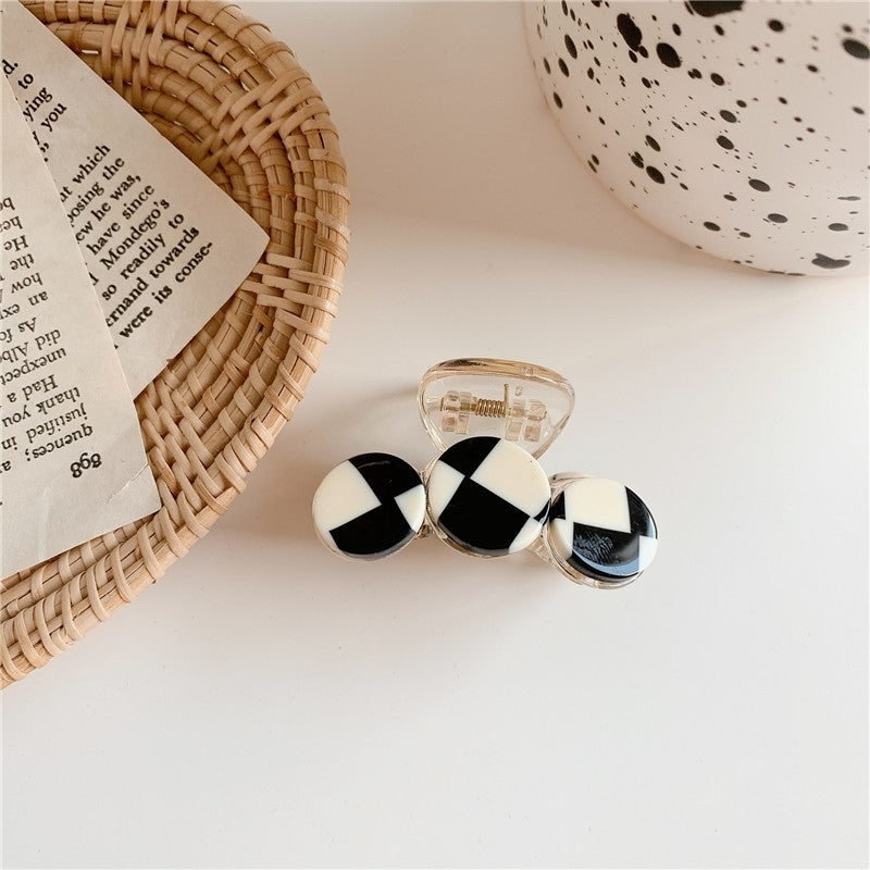 Checkerboard Arc Shape Hair Claw Clip