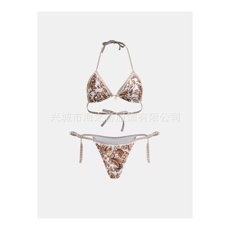 Bikini Set With Print And Tie Design