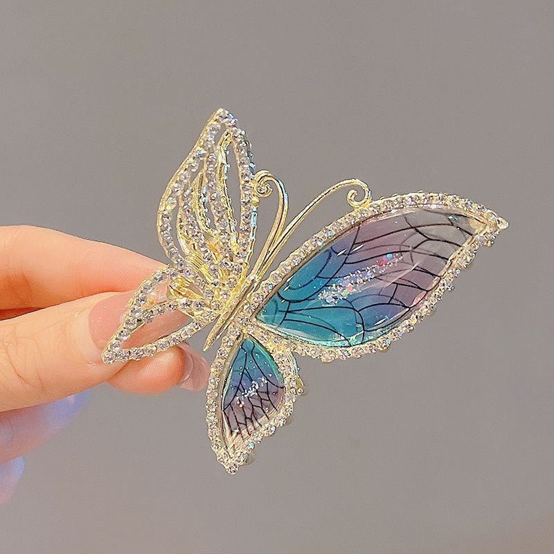 Rhinestone Gradient Butterfly Hair Claw Clip