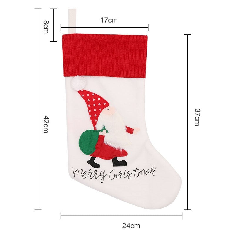 Fleece Patchwork Santa Christmas Socks Gift Bag Home Decorations