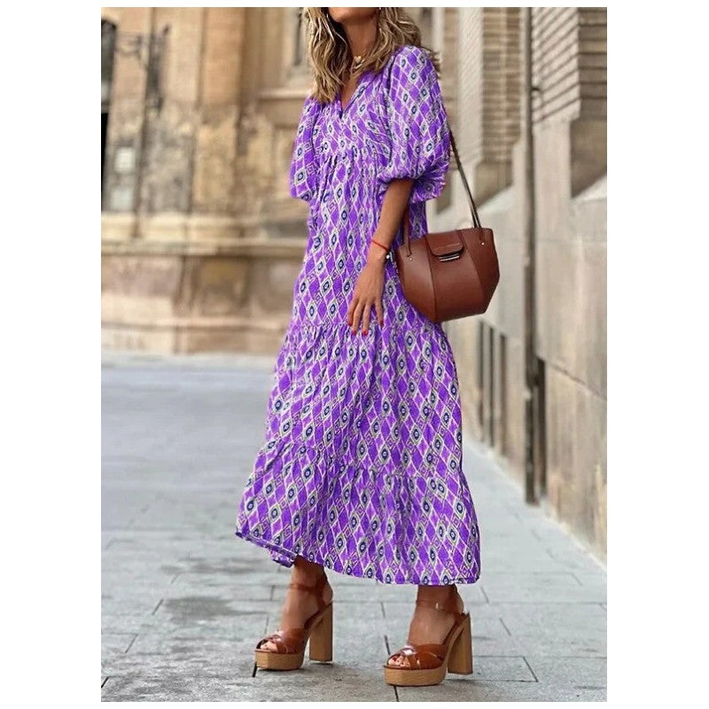 Loose Floral Print Midi Dress