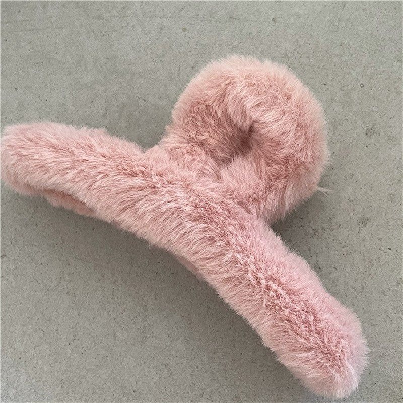 Solid Color Furry Hair Claw Clip