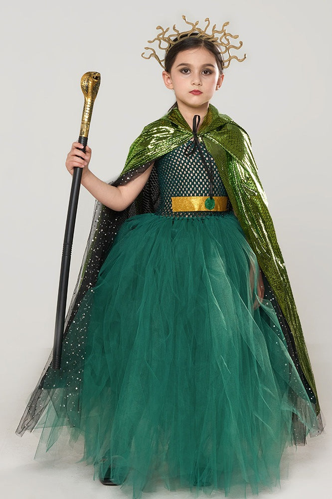 Green Medusa Dress Kid Halloween Costume