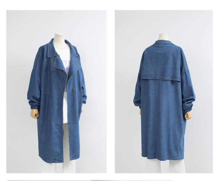 Plus Sizes Loose Long Denim Coats for Women