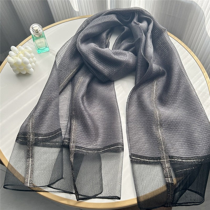 Fashion Plaid Scarf With Gold Trim