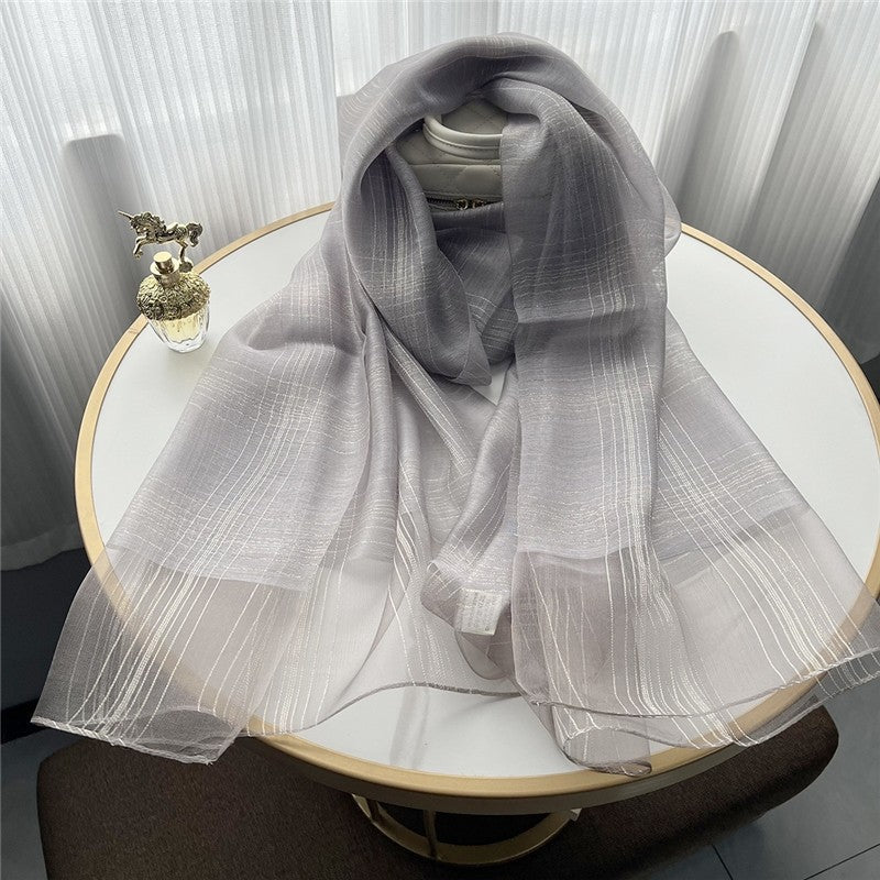 Fashion Plaid Scarf With Gold Trim