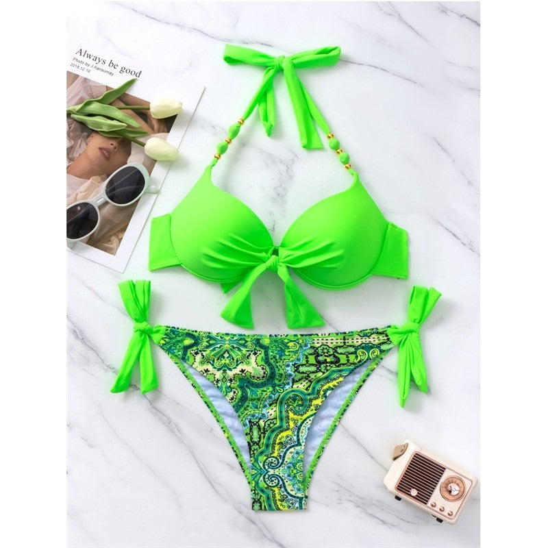 Bikini Set With Print And Tie Details