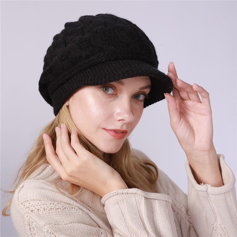 Solid Color Cable Knitted Cap