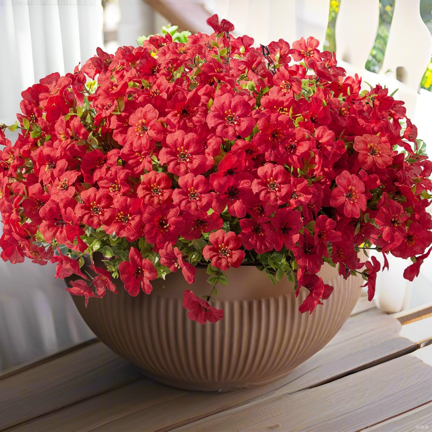 2 Pack Artificial Hanging Flowers with Baskets
