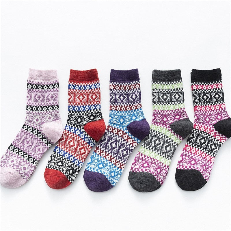 Print Plaid Breathable Wear-Resisting Sock(A Set Of Five Pairs)