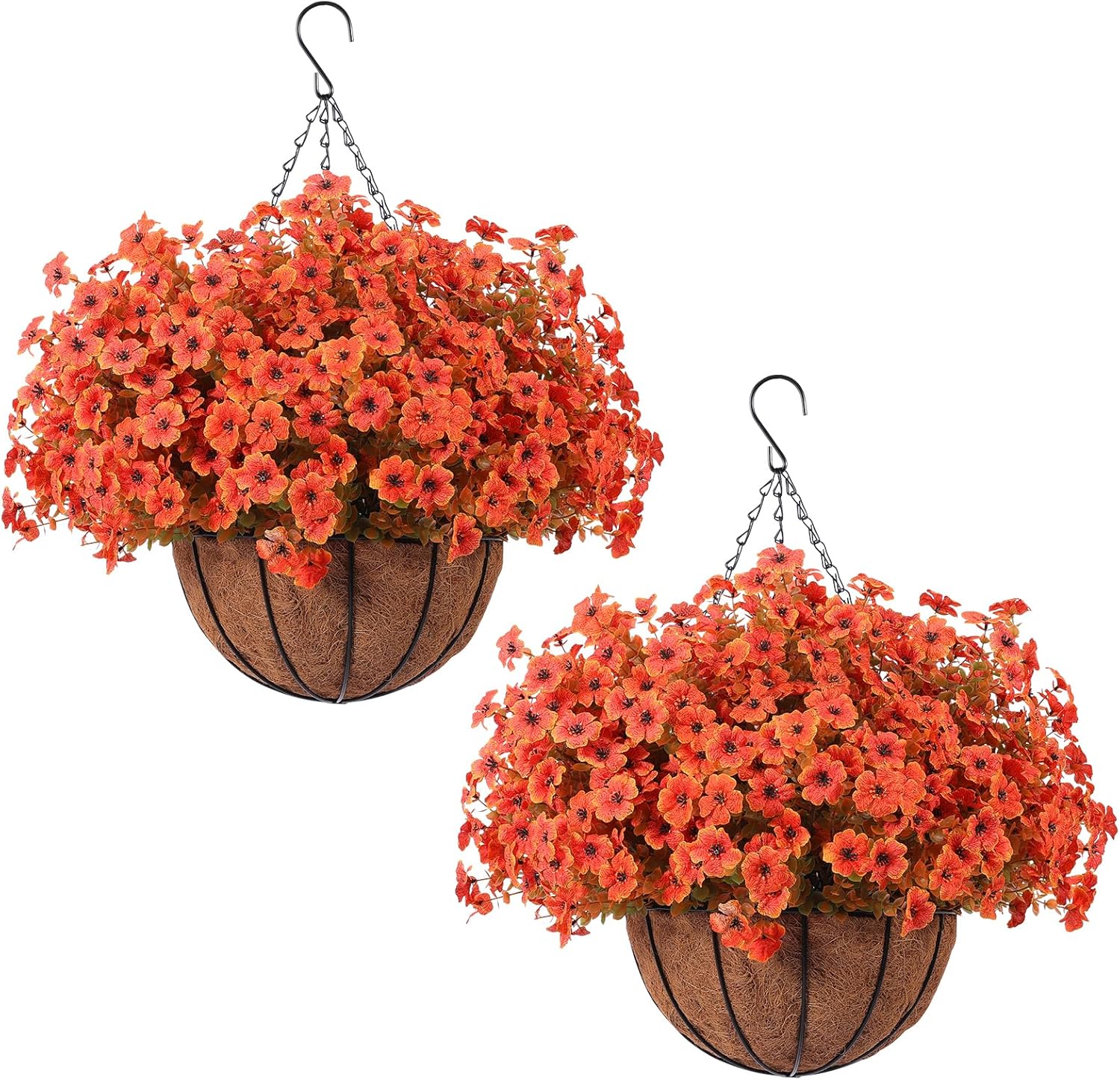 2 Pack Artificial Hanging Flowers with Baskets