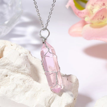 Copper Wire Hexagonal Prism Pendant Necklace