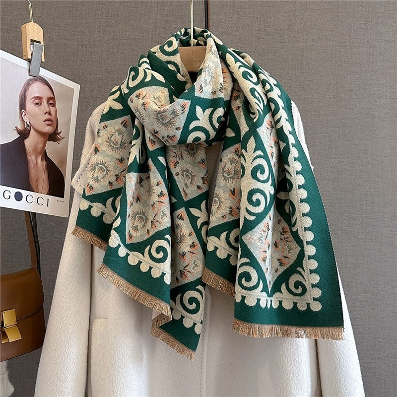 Colorful Printed Fringed Scarf