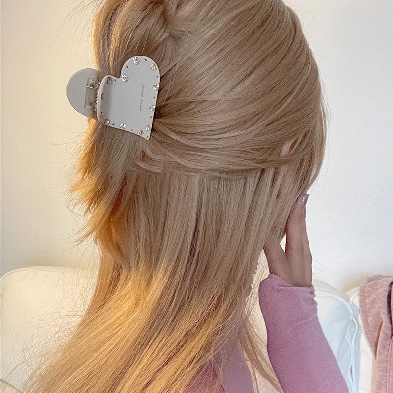 Rhinestone Heart Shaped Hair Claw Clip
