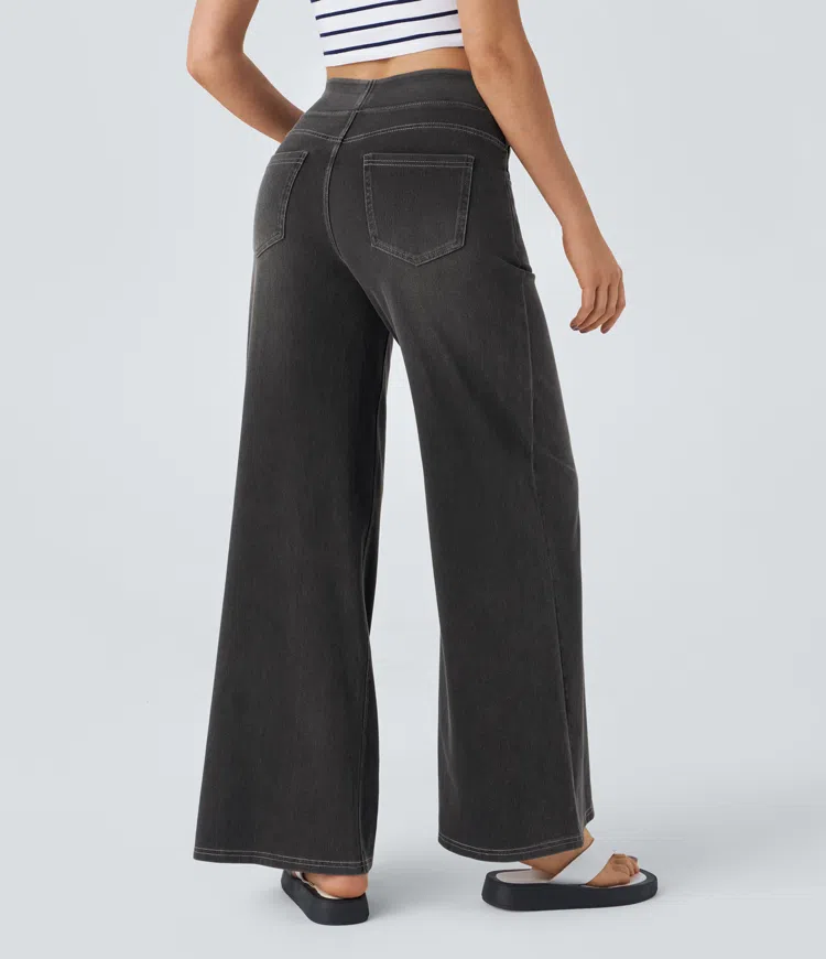 FlexiChic - Super Stretch High-Waisted Wide Leg Jeans + 50% OFF
