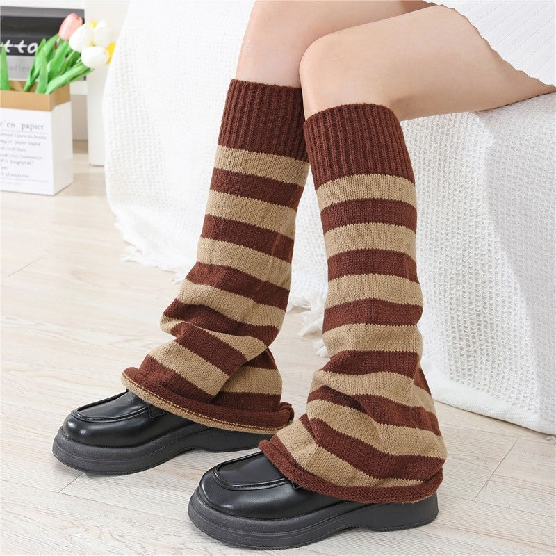 Wide Leg Striped Knit Leg Warmers
