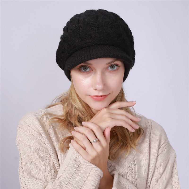 Solid Color Cable Knitted Cap