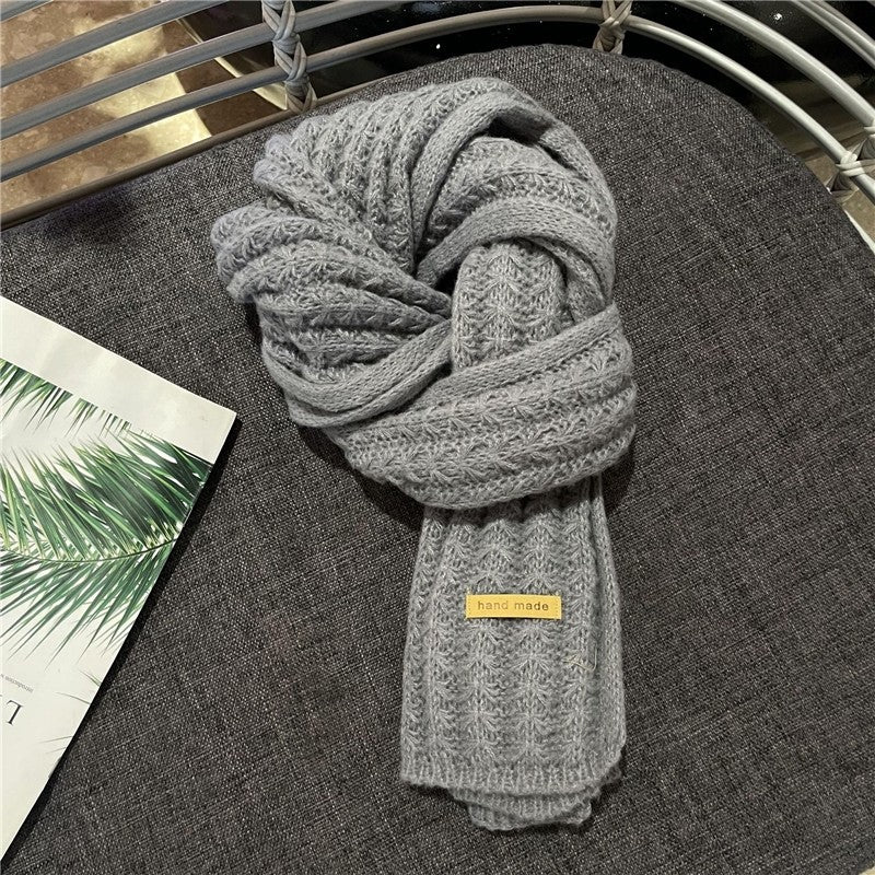 Solid Color Thick Warm Knitted Scarf