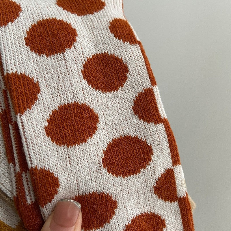 5 Pairs Mixed Color Polka Dots Long Casual Adults Socks