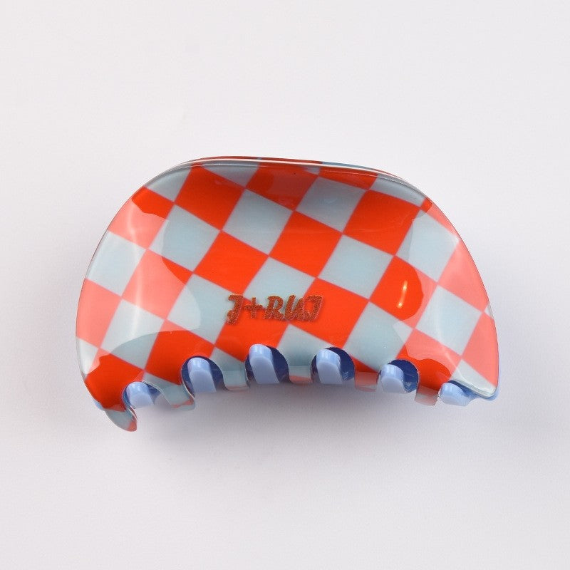Color Block Checkerboard Hair Claw Clip