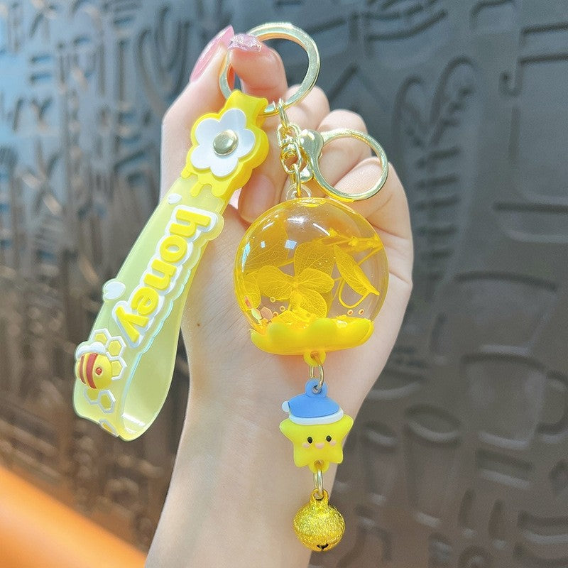 Creative Dried Flower Wind Chime Keychain Pendant