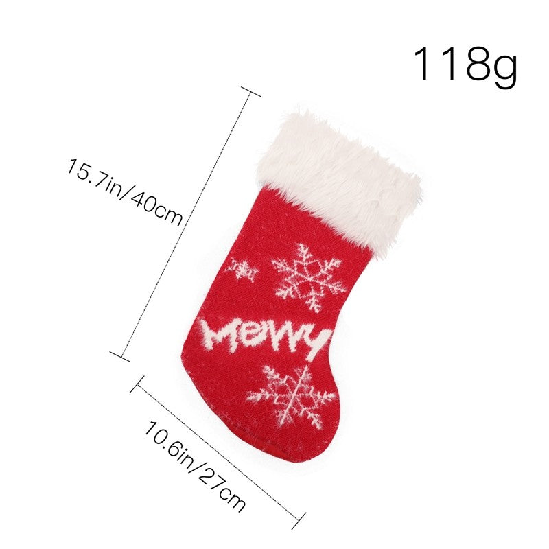 Large Knitted Plush Gift Socks Christmas Decoration