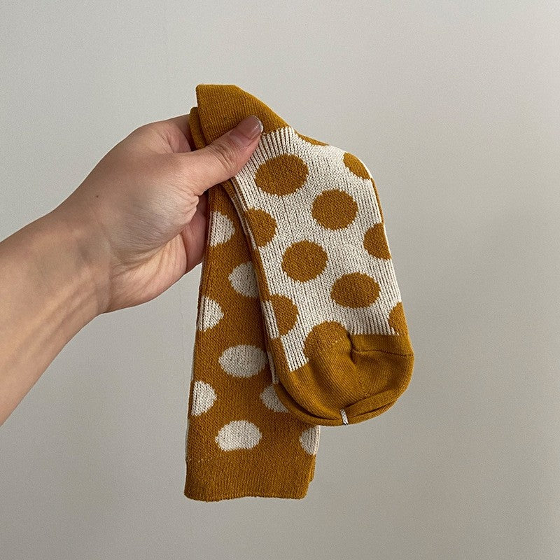 5 Pairs Mixed Color Polka Dots Long Casual Adults Socks