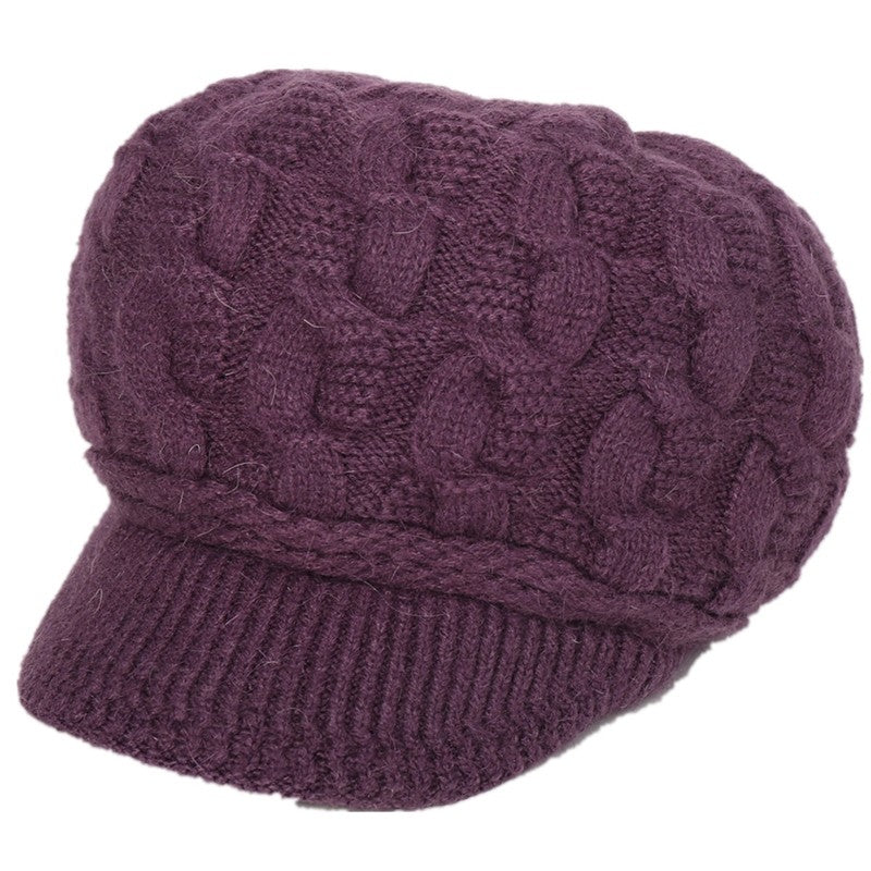 Solid Color Cable Knitted Cap