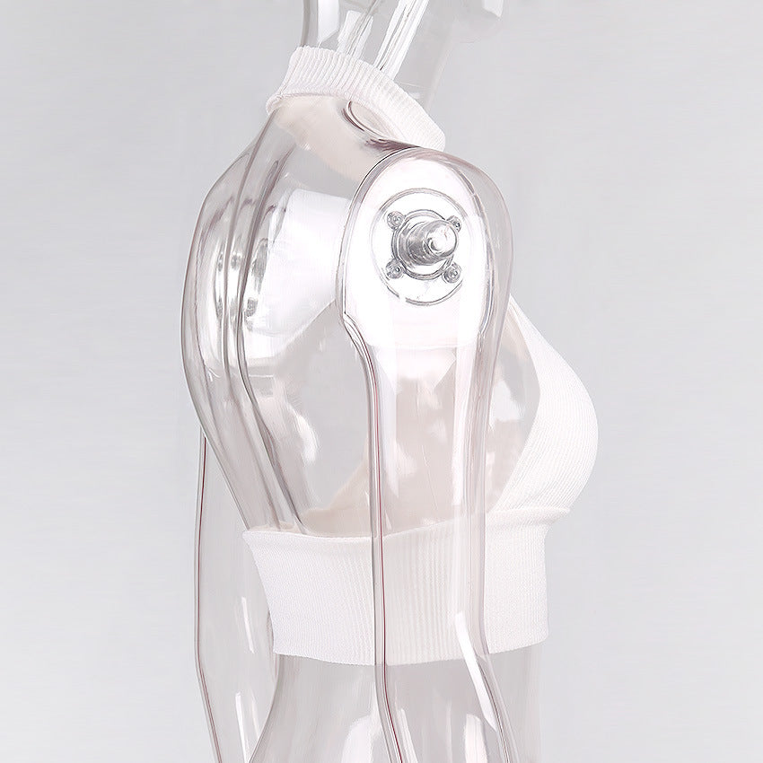 Sexy High Neck Backless Midriff Baring Knitting Tops