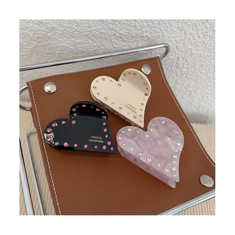 Rhinestone Heart Shaped Hair Claw Clip